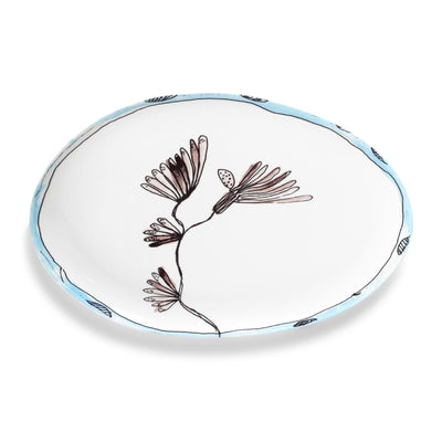 Camelia Aubergine Midnight Flowers Small Oval Plate °2