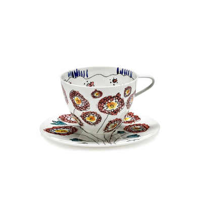 Anemone Milk Midnight Flowers Cappuccino Cup With Saucer