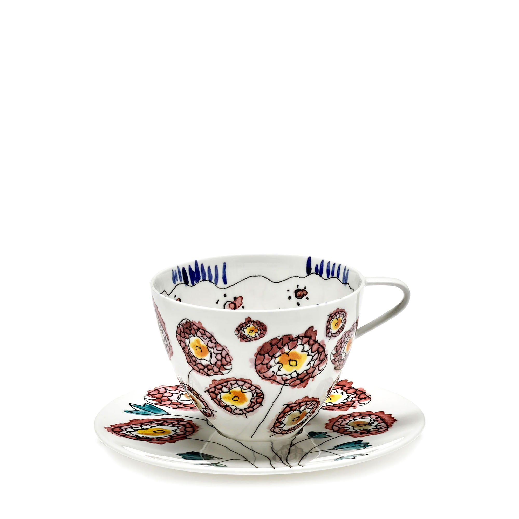 Anemone Milk Midnight Flowers Cappuccino Cup With Saucer