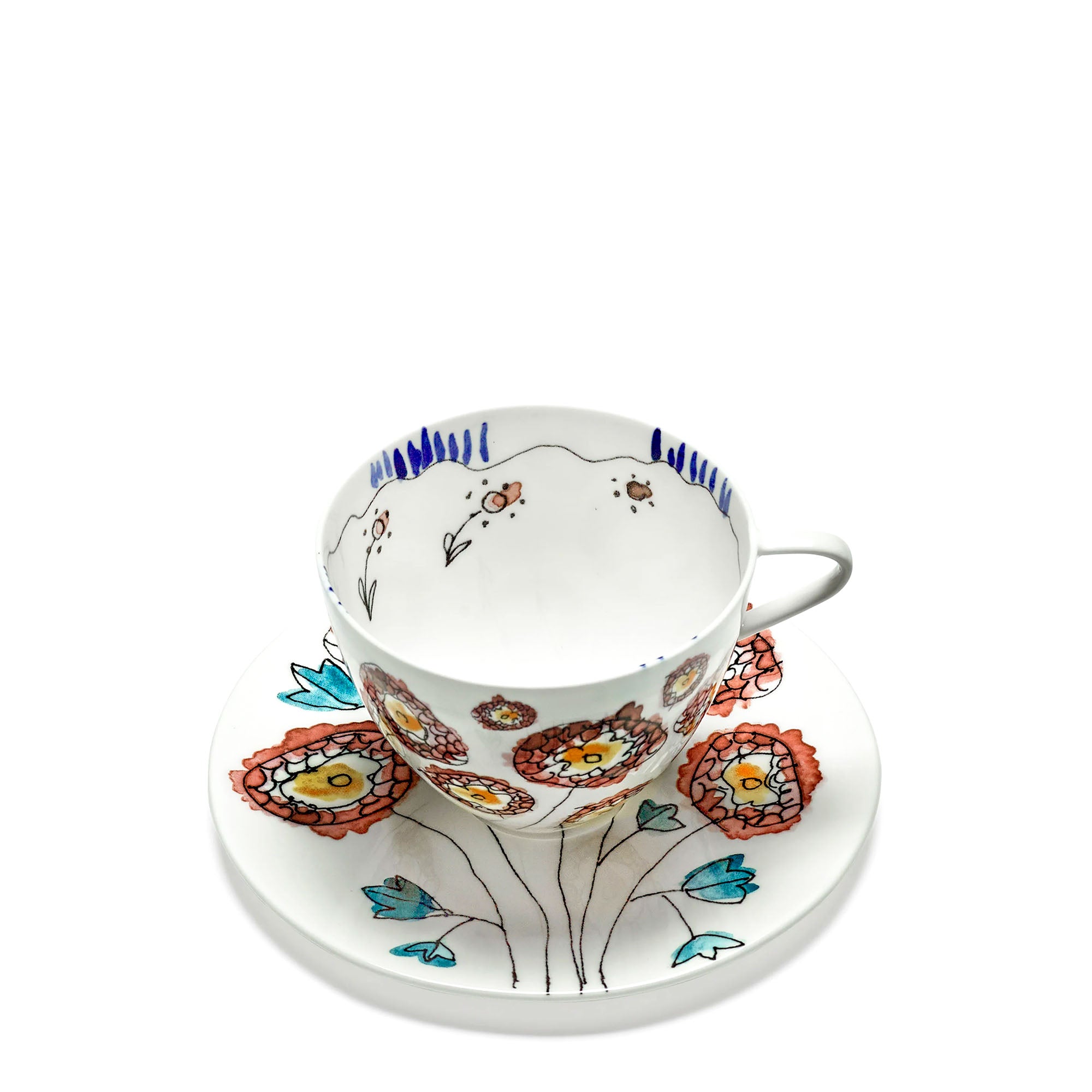 Anemone Milk Midnight Flowers Cappuccino Cup With Saucer