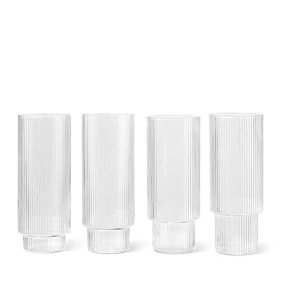 Ripple Long Drink Glass Set of 4 - Clear