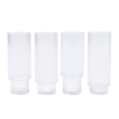 Ripple Long Drink Glass Set of 4 - Clear