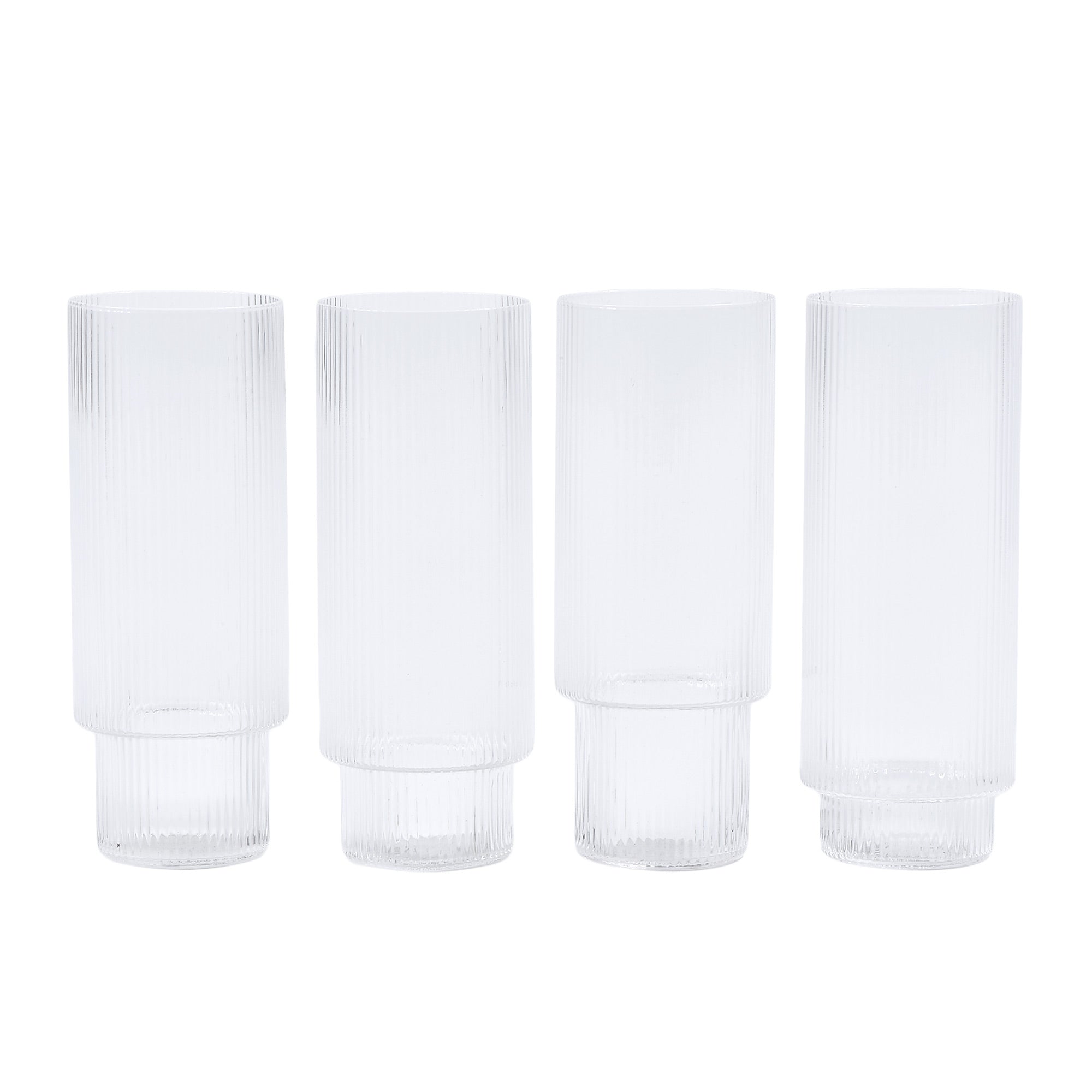 Ripple Long Drink Glass Set of 4 - Clear image 2