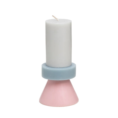 Tall Stack Candle F- Light Grey, Pastel, Blue, Soft Pink