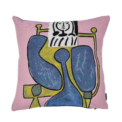 Femme Assise a La Robe Bleue II Cushion Cover