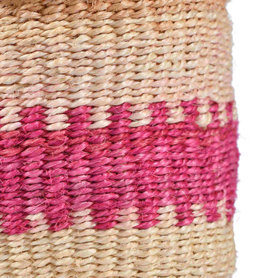 KUZUIA: Fluoro Pink and Natural Woven Storage Basket Extra Small