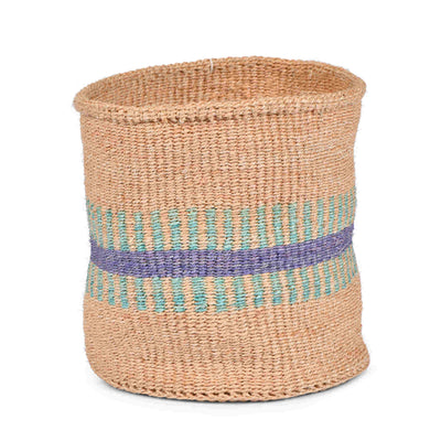 HUDUMA: Purple & Blue Stripe Woven Storage Basket Small