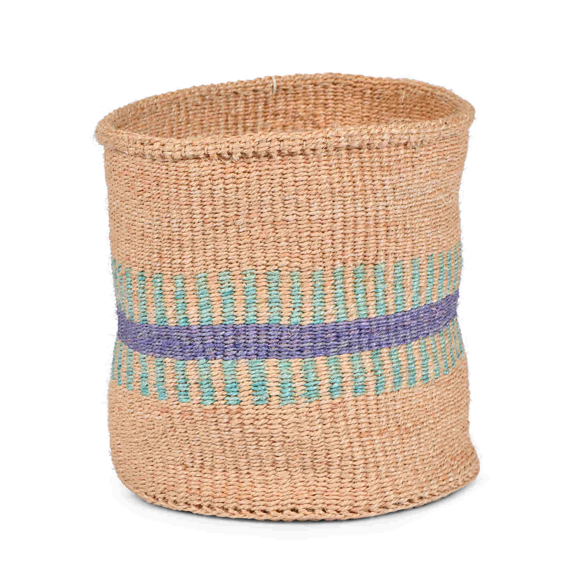 HUDUMA: Purple & Blue Stripe Woven Storage Basket Small image 1