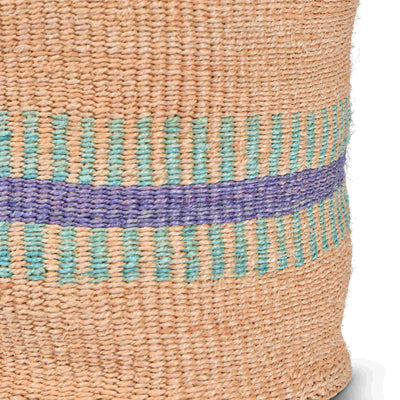 HUDUMA: Purple & Blue Stripe Woven Storage Basket Small