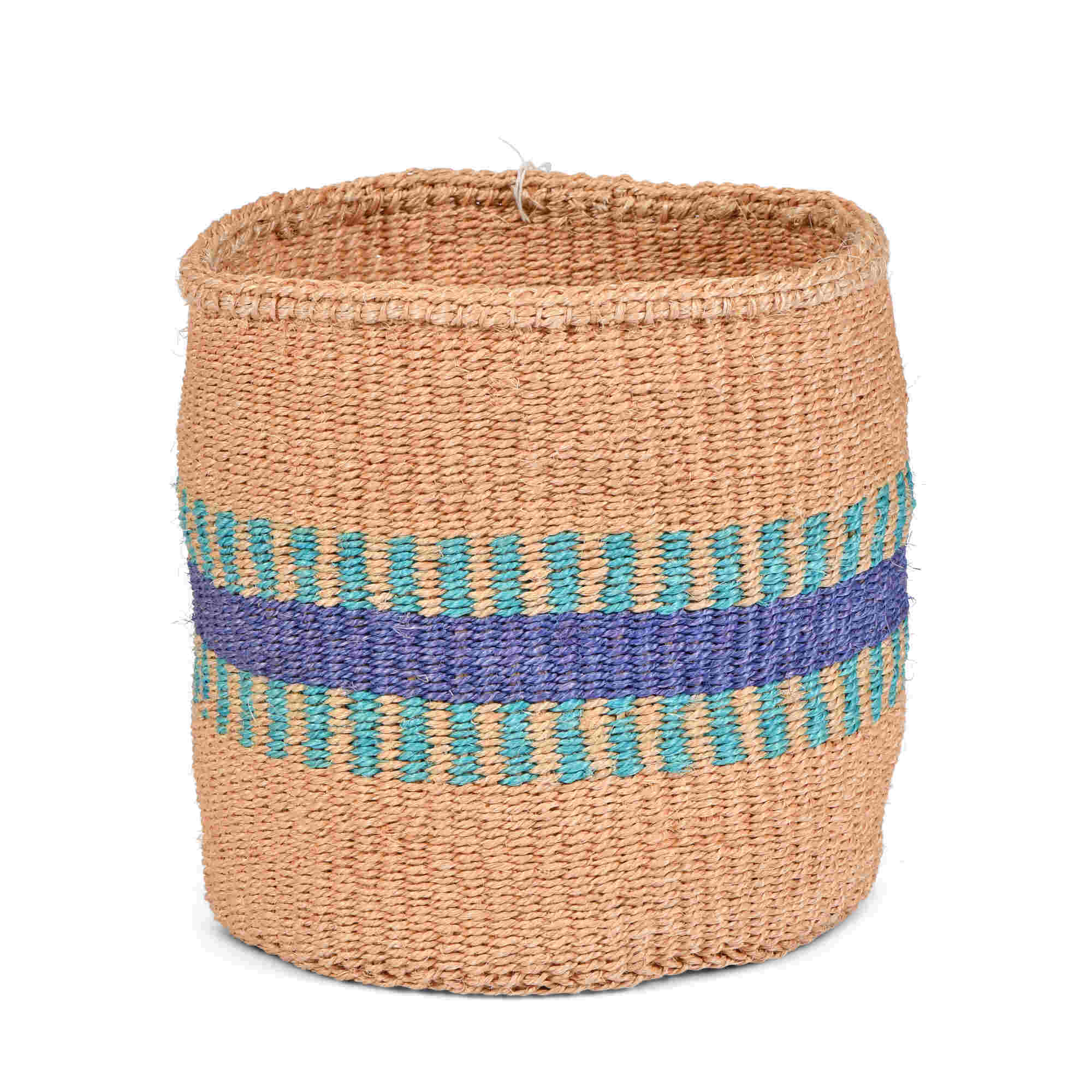 HUDUMA: Purple & Blue Stripe Woven Storage Basket Medium image 1