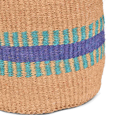 HUDUMA: Purple & Blue Stripe Woven Storage Basket Medium