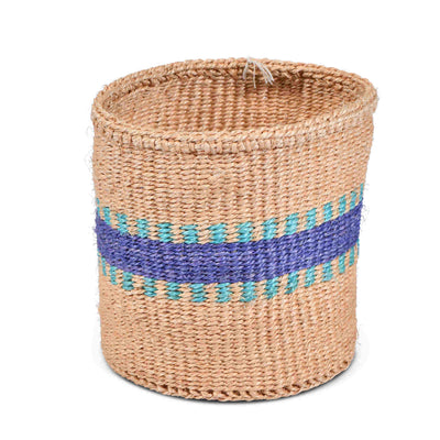 HUDUMA: Purple & Blue Stripe Woven Storage Basket Large