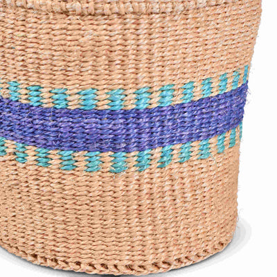 HUDUMA: Purple & Blue Stripe Woven Storage Basket Large