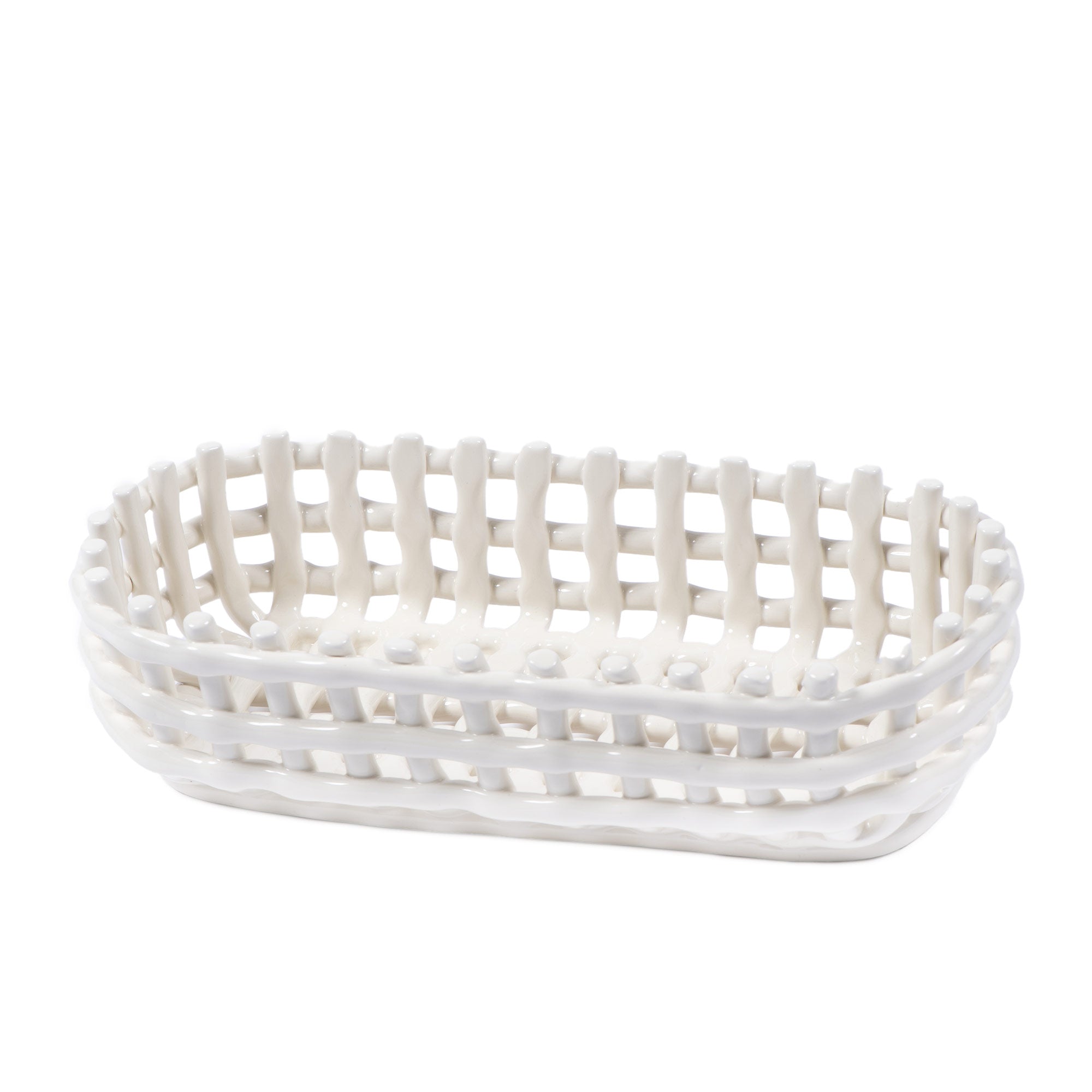 Ceramic Basket Oval - Off White image 1