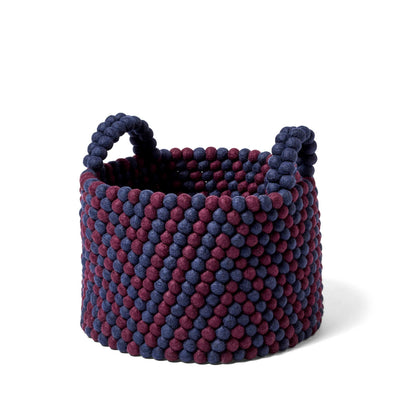 Bead Basket With Handle - Burgundy Chevron