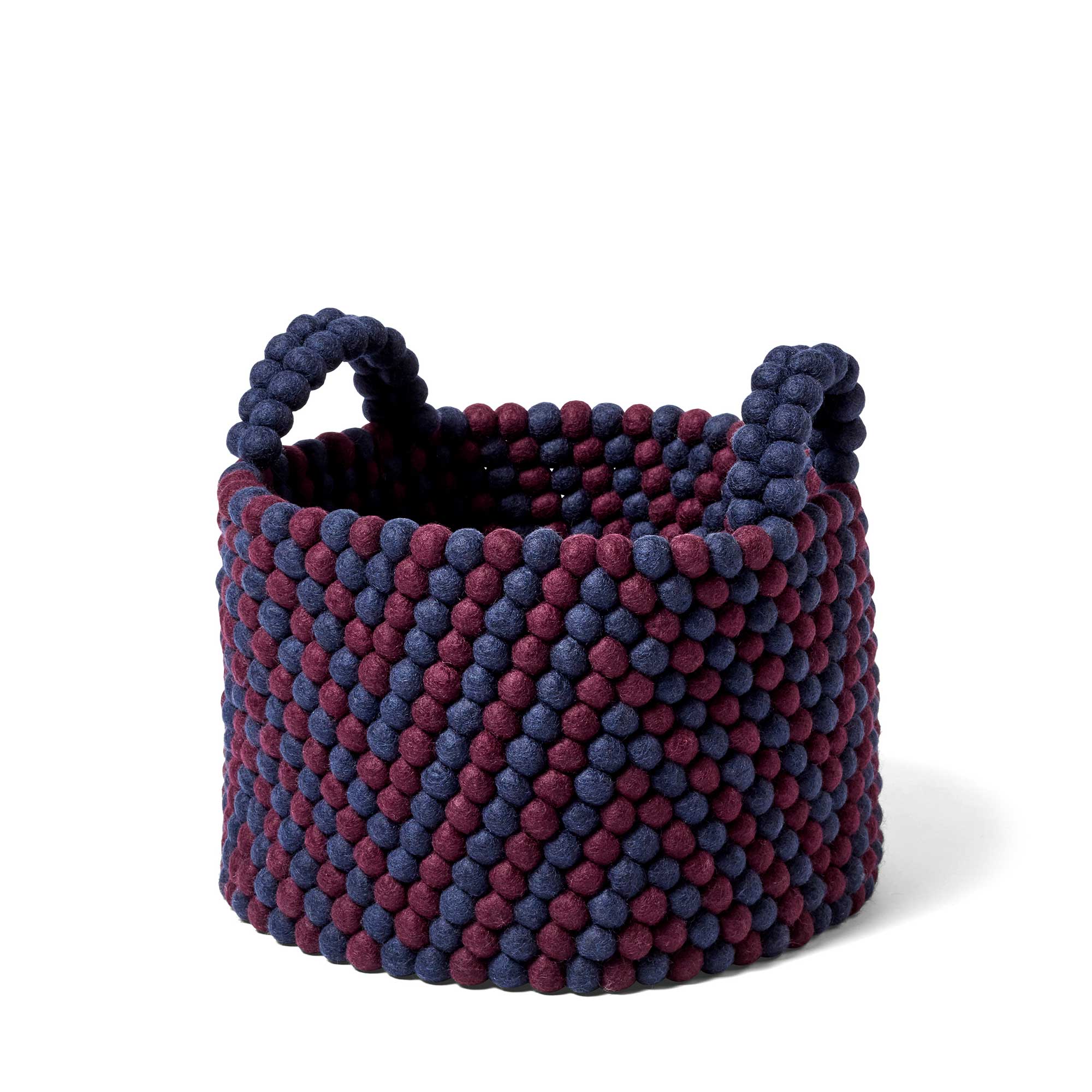 Bead Basket With Handle - Burgundy Chevron image 1