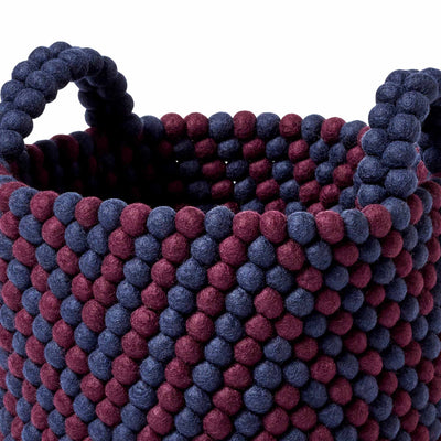 Bead Basket With Handle - Burgundy Chevron