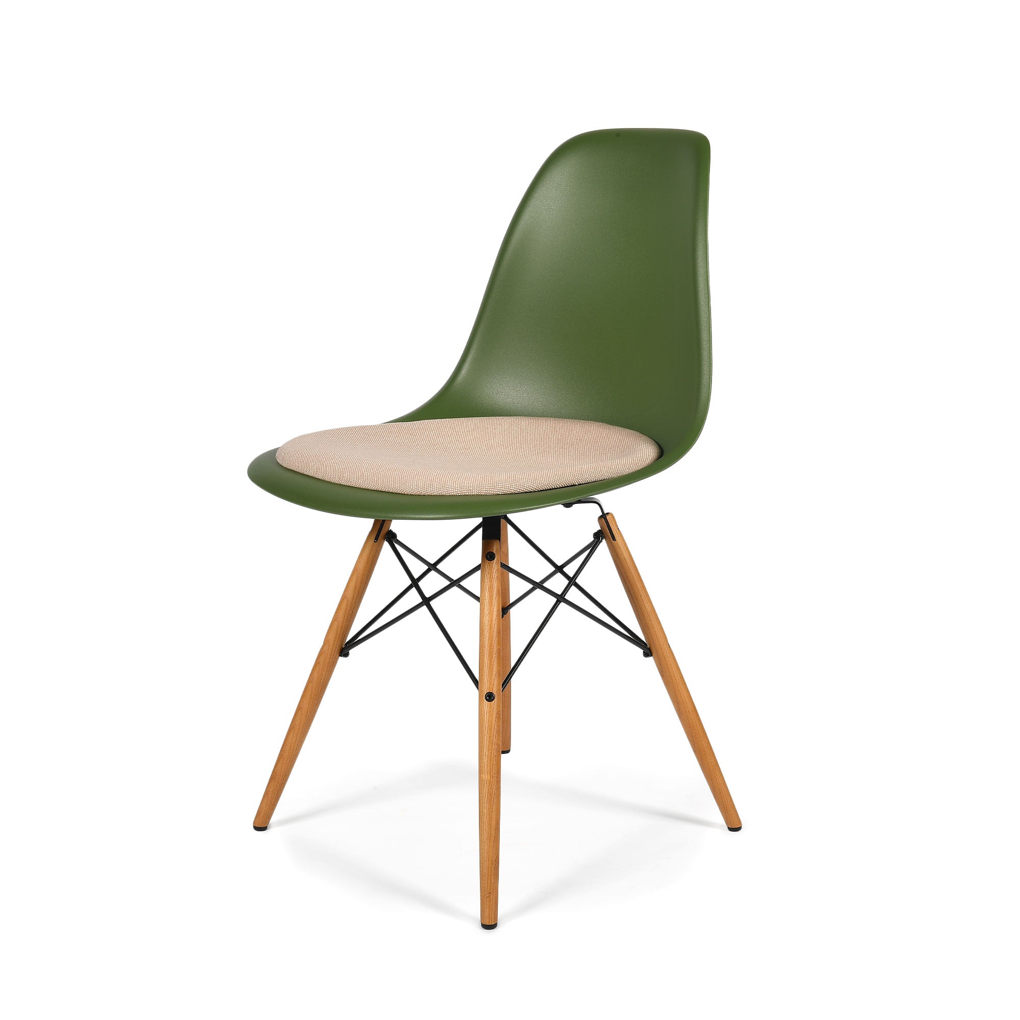 Eames DSW Plastic Side Chair , Green & Ivory image 3