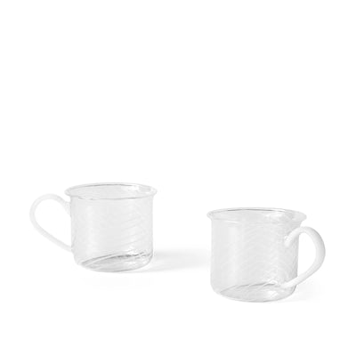 Borosilicate Cup Set Of 2 White Swirl