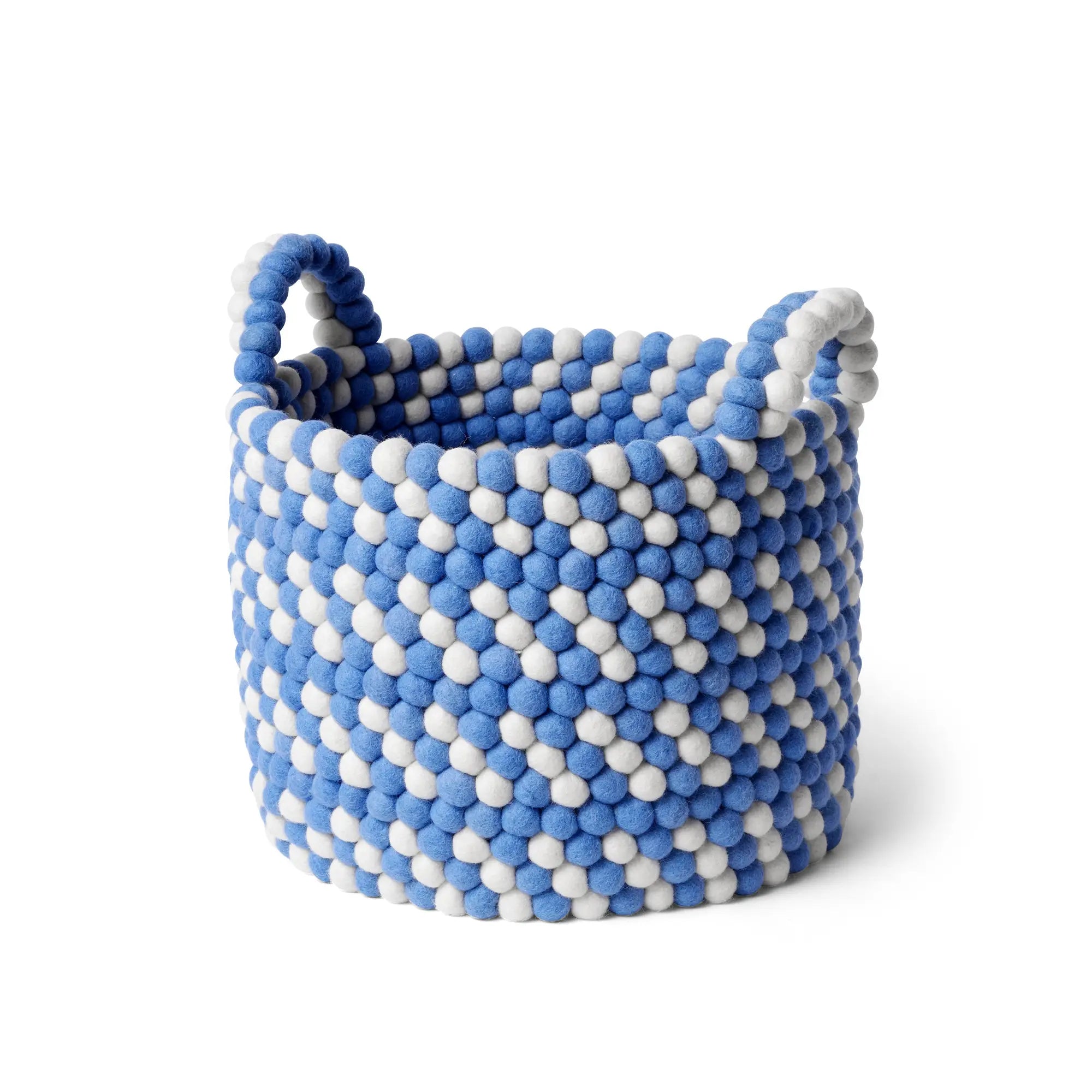 Bead Basket With Handle Blue Dash