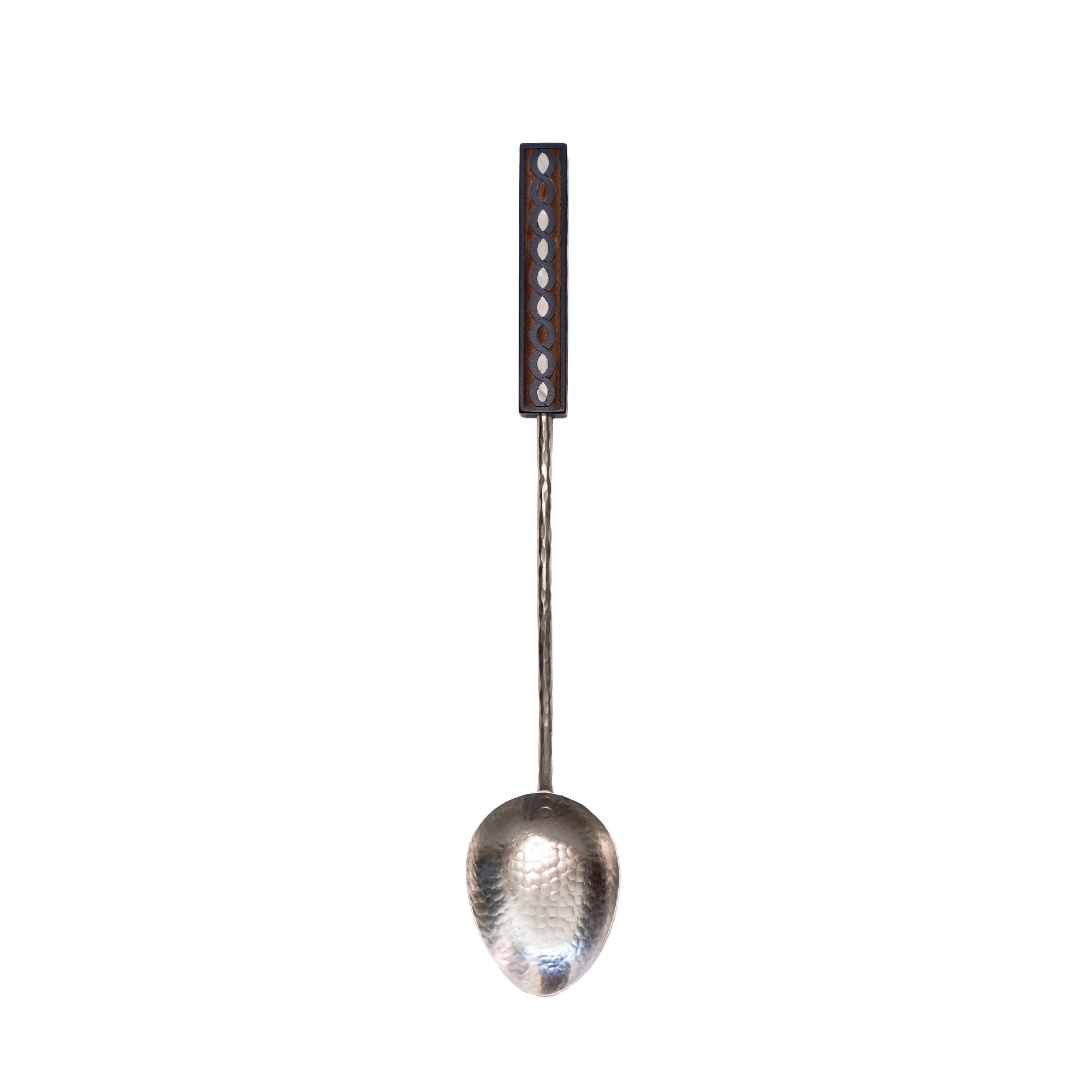 Rice Spoon With Carved Wood And Oval Shapes Handle, Blue image 1