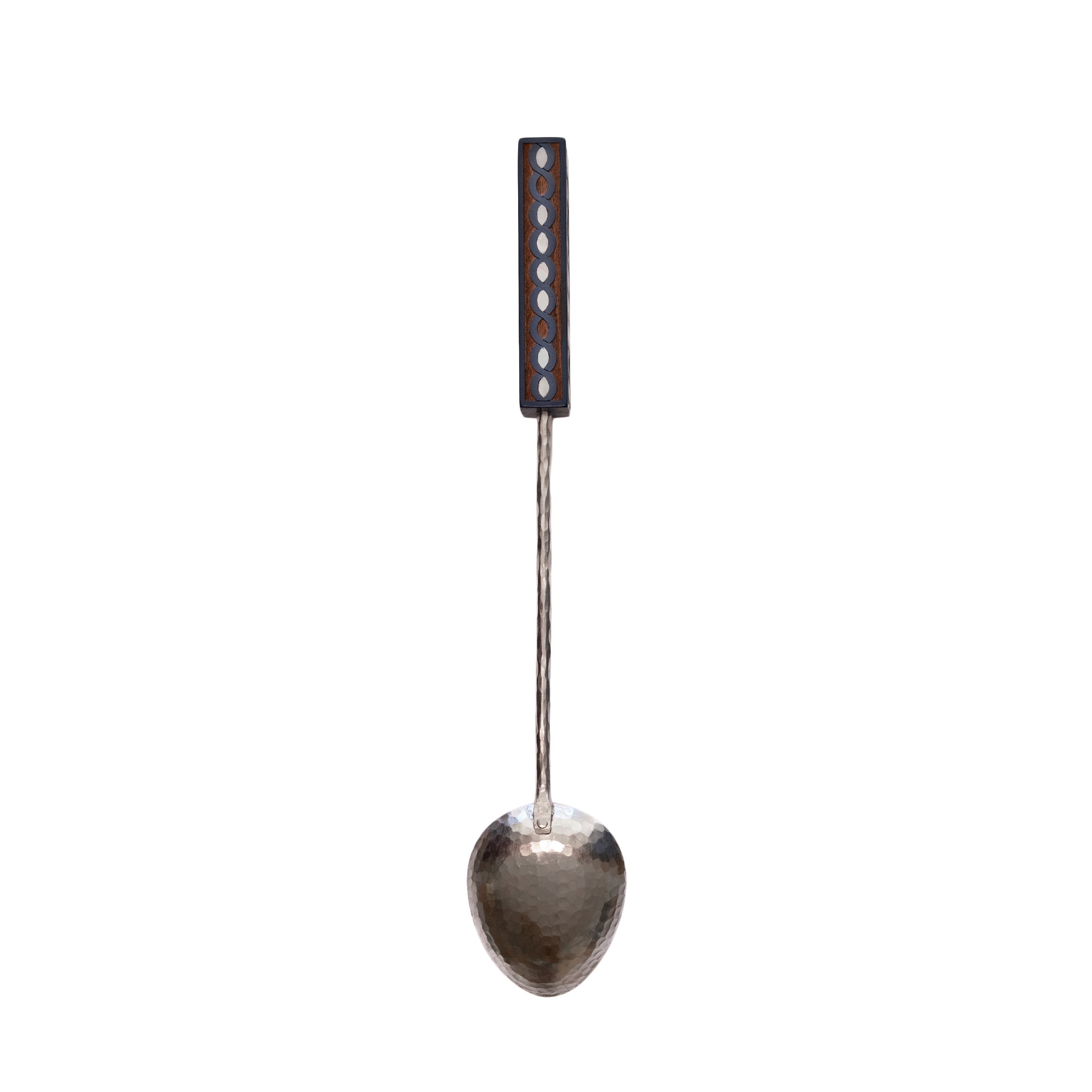 Rice Spoon With Carved Wood And Oval Shapes Handle, Blue image 2