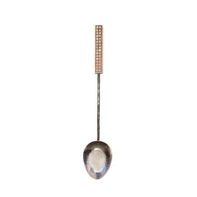 Rice Spoon with Square Decoration on Handle - White