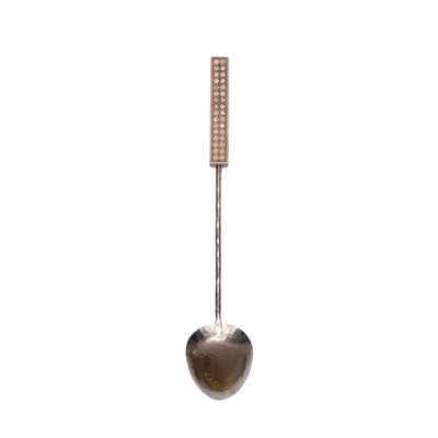 Rice Spoon with Square Decoration on Handle - White