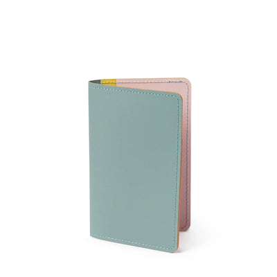 Cuero Two Tone Passport Holder Eucalyptus, Mustard & Soft Pink