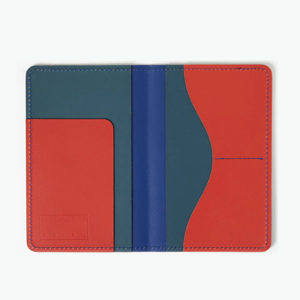 Cuero Two Tone Passport Holder Multi Blue, Red & Petrol