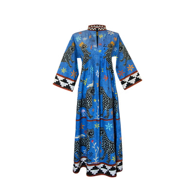 Kaftan Cotton Mosaico Blue Negativo Small