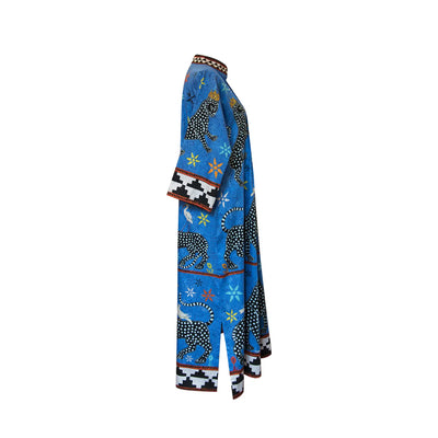 Kaftan Cotton Mosaico Blue Negativo Small