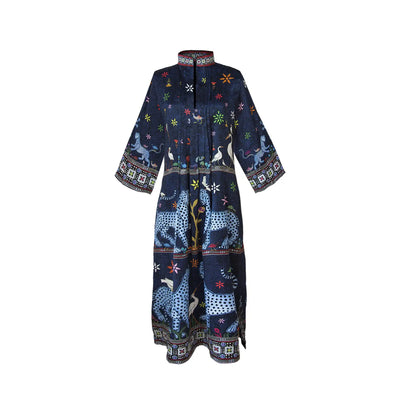 Kaftan Silk Blu Notte Small