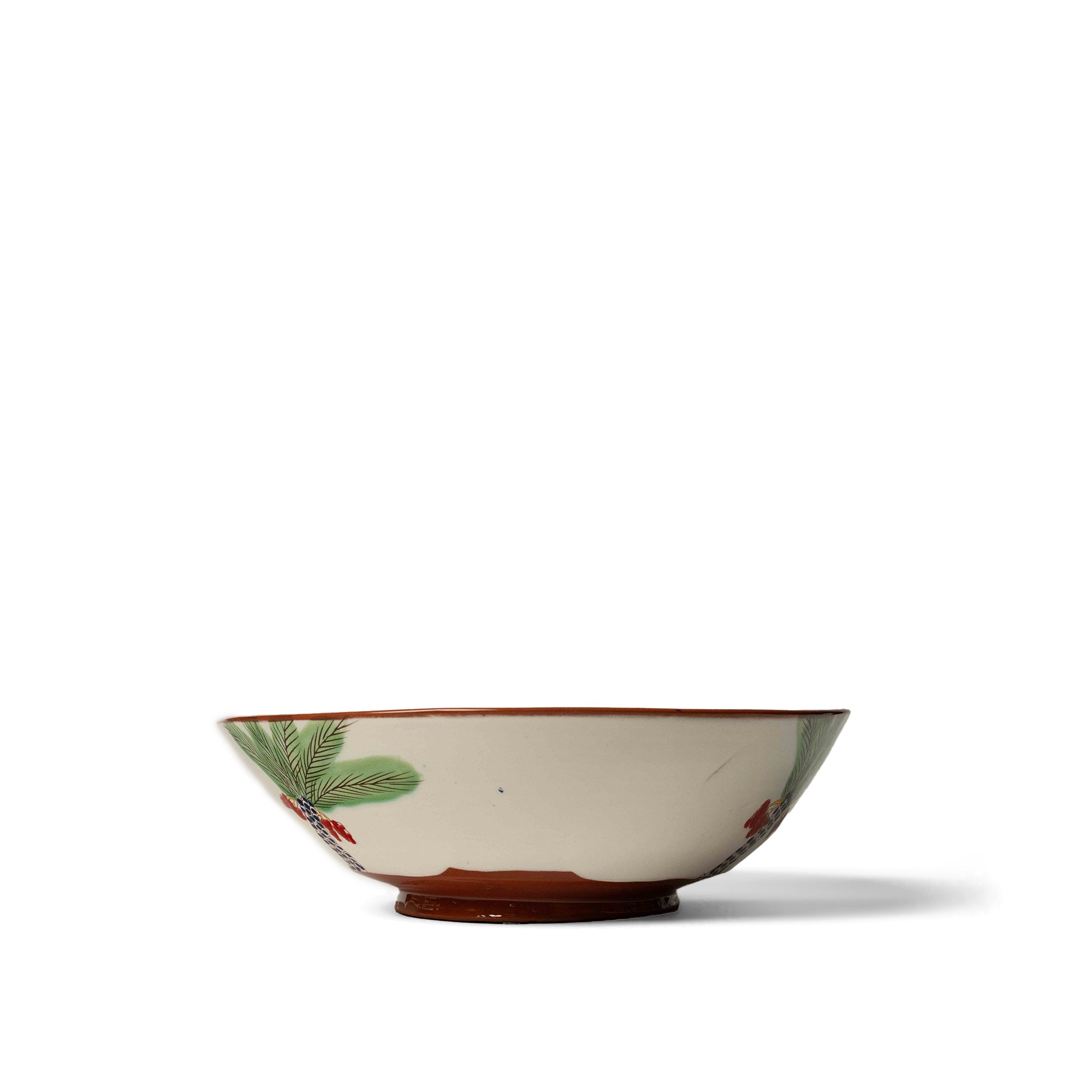 Ceramic Round Serving Bowl With 3 Palms & Red Dates - Large