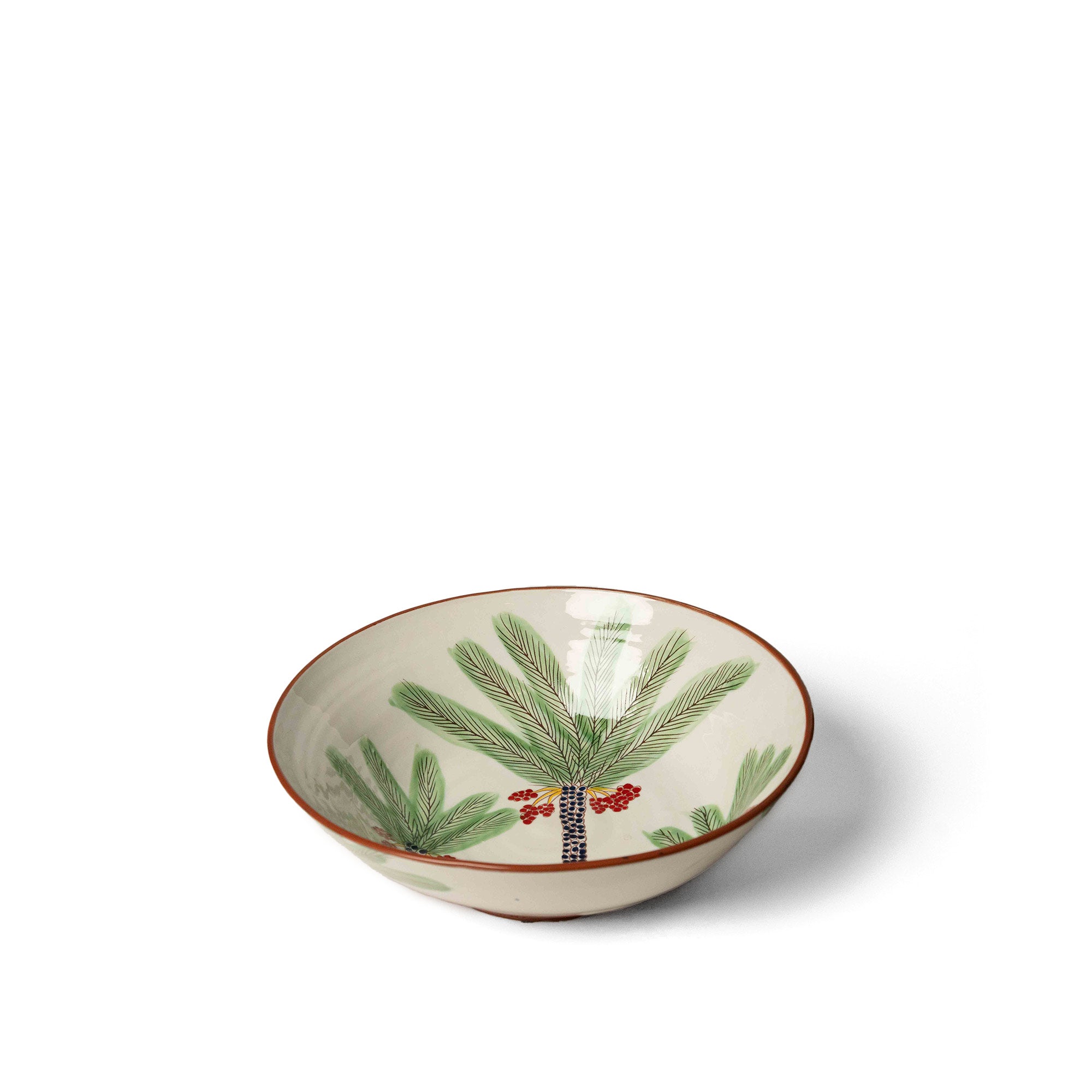 Ceramic Round Serving Bowl With 3 Palms & Red Dates