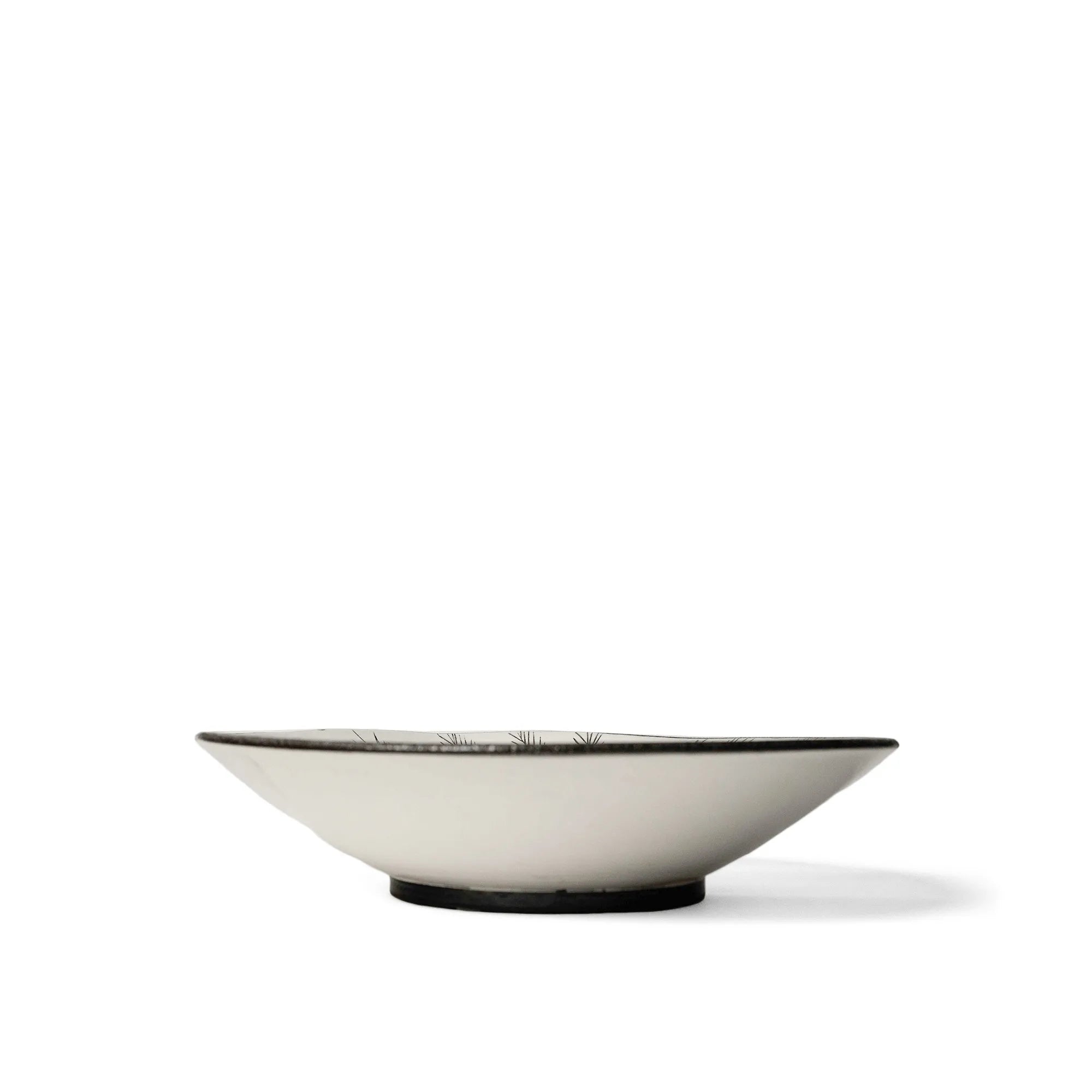 Serving Bowl With 3 Palms & Grey Branches