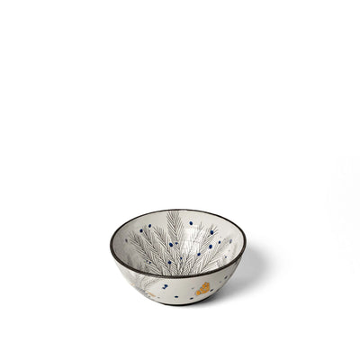 Serving Bowl With 3 Palms & Grey Branches - Small