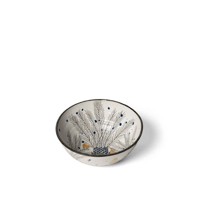 Serving Bowl With 3 Palms & Grey Branches - Small