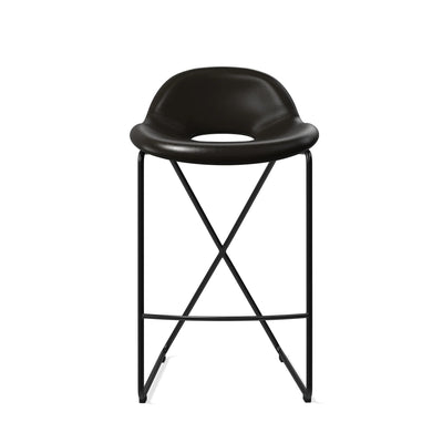 Cross Leg Counter Stool Tosca Leather Black