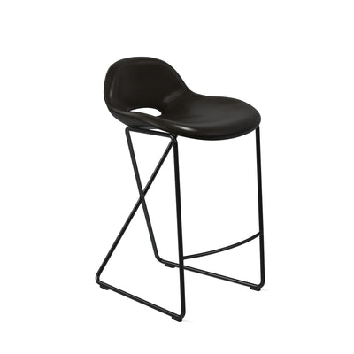 Cross Leg Counter Stool Tosca Leather Black