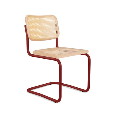 Cesca Armless Chair Wood & Red Frame