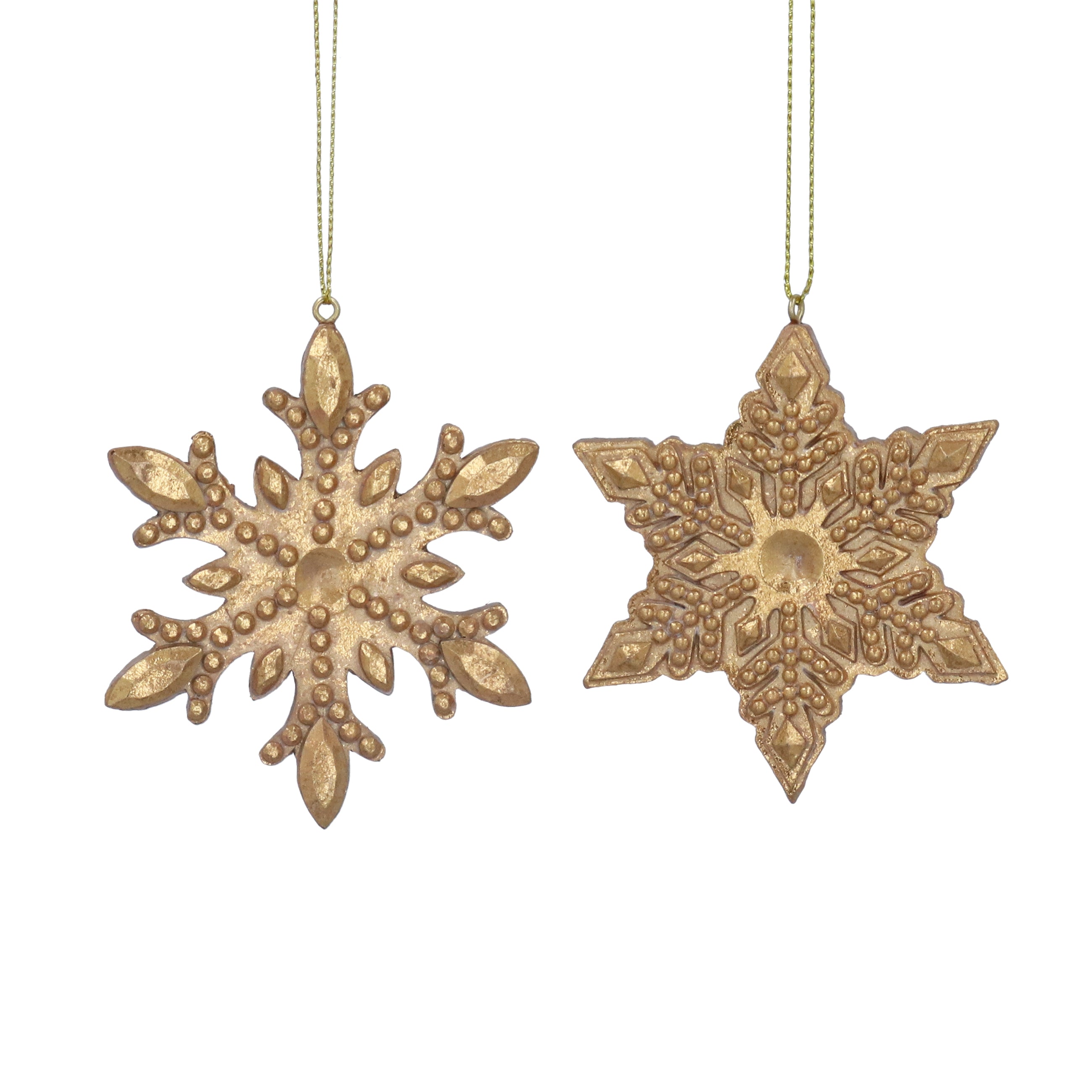 Old Gold Embossed Resin Star Dec, 2as Ornament