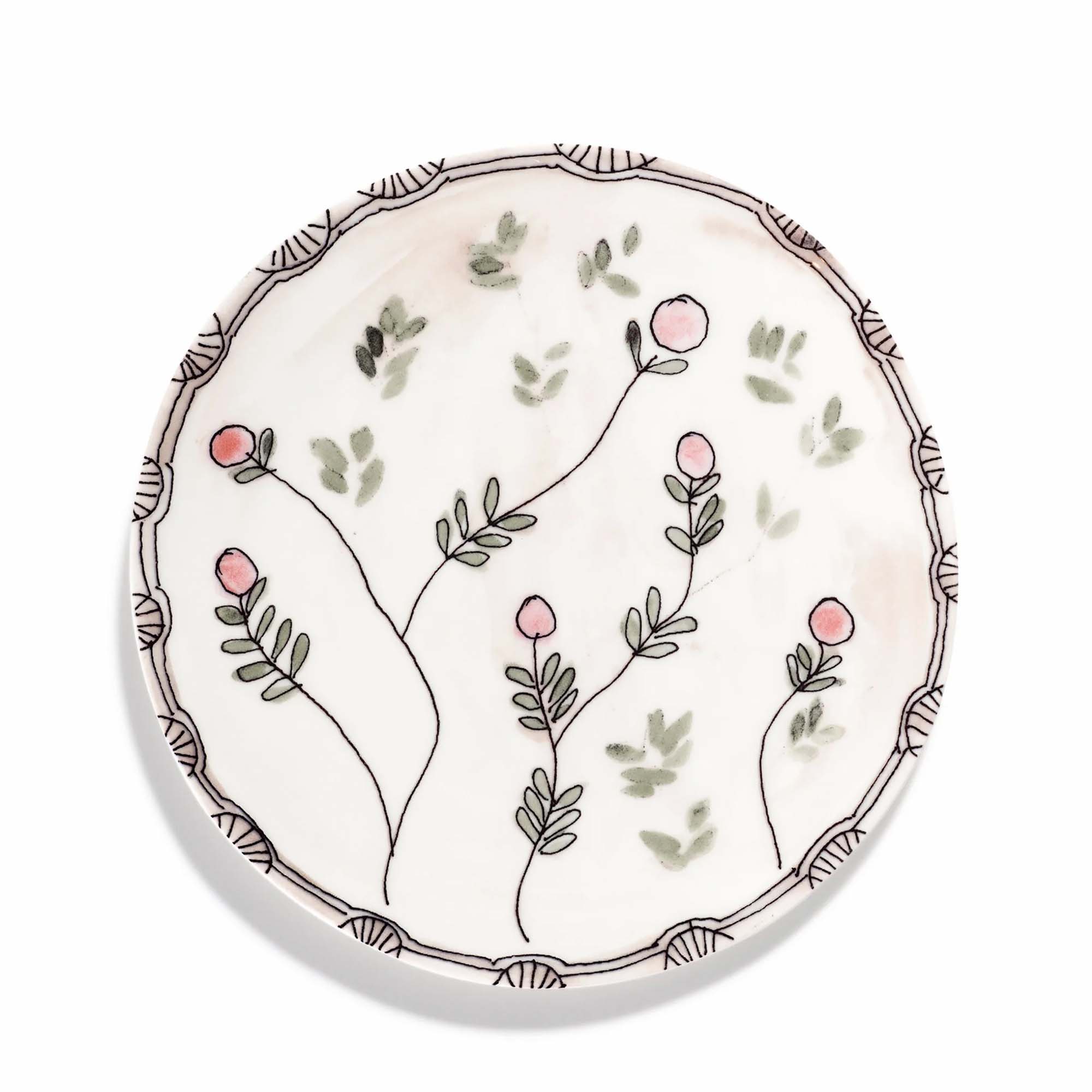 Mirtillo Nude Midnight Flowers Breakfast Plate