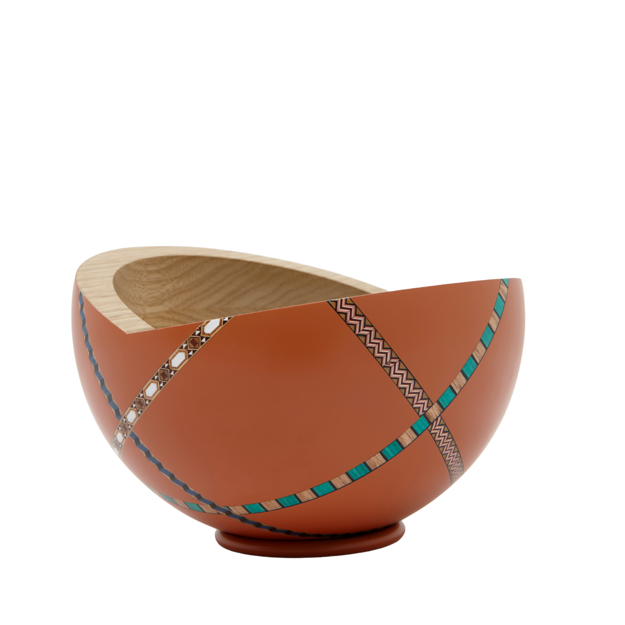 Marquetry Mania Bowl Orange Painted Wood