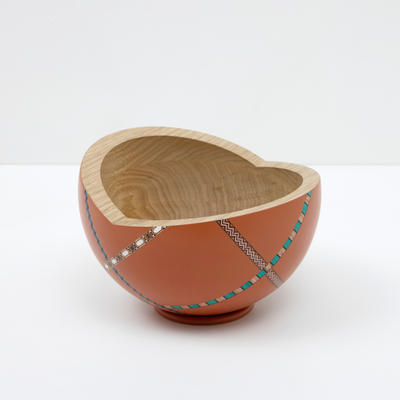 Marquetry Mania Bowl Orange Painted Wood