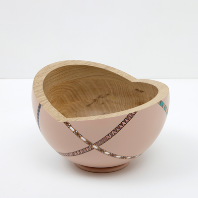 Marquetry Mania Bowl Salmon Painted Wood