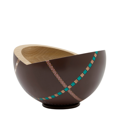 Marquetry Mania Bowl Brown Painted Wood