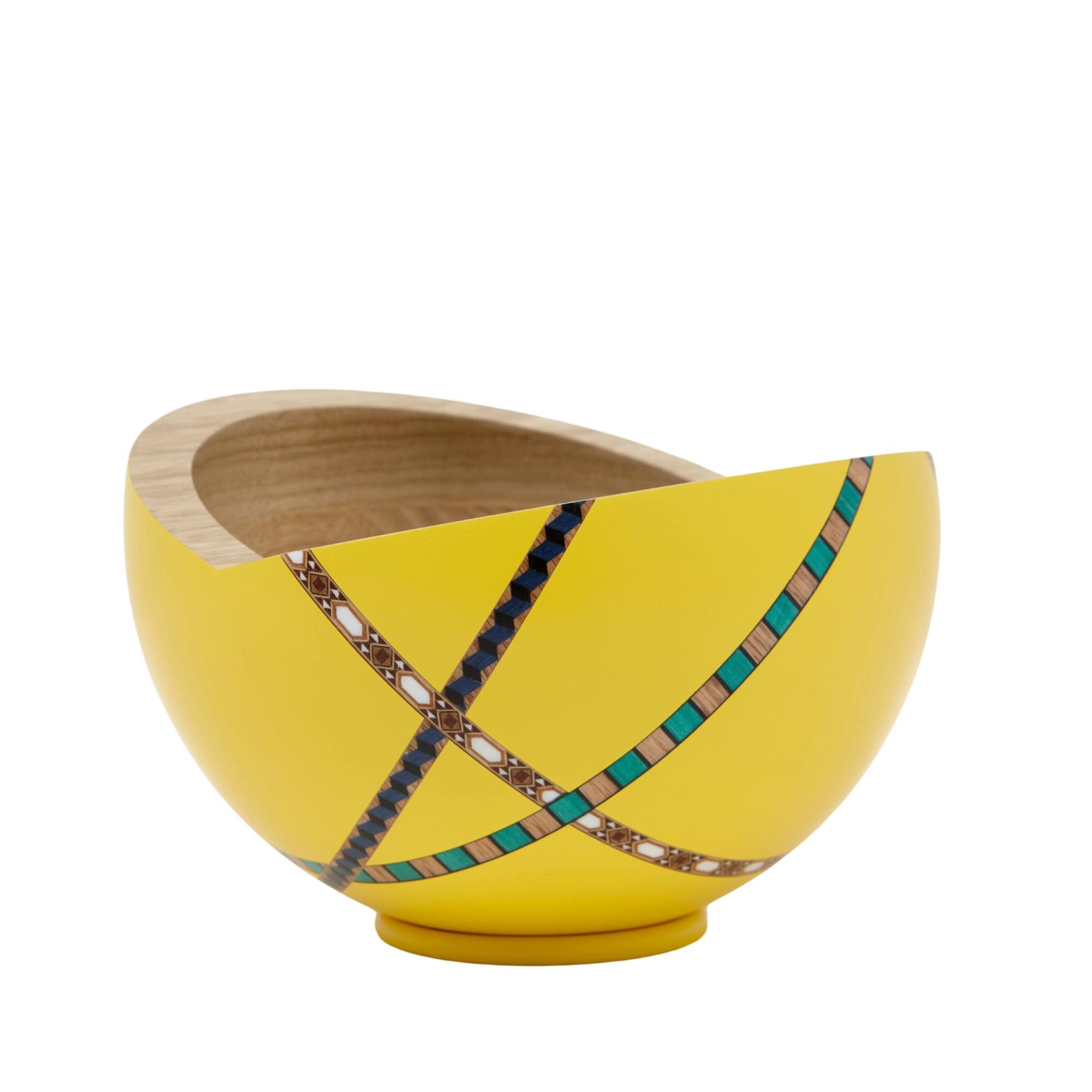 Marquetry Mania Bowl Yellow Painted Wood