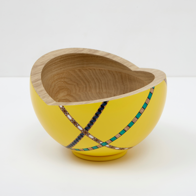 Marquetry Mania Bowl Yellow Painted Wood