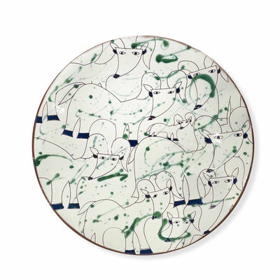 Sgraffito Serving & Decorative Plate With Taurus Motifs - Red